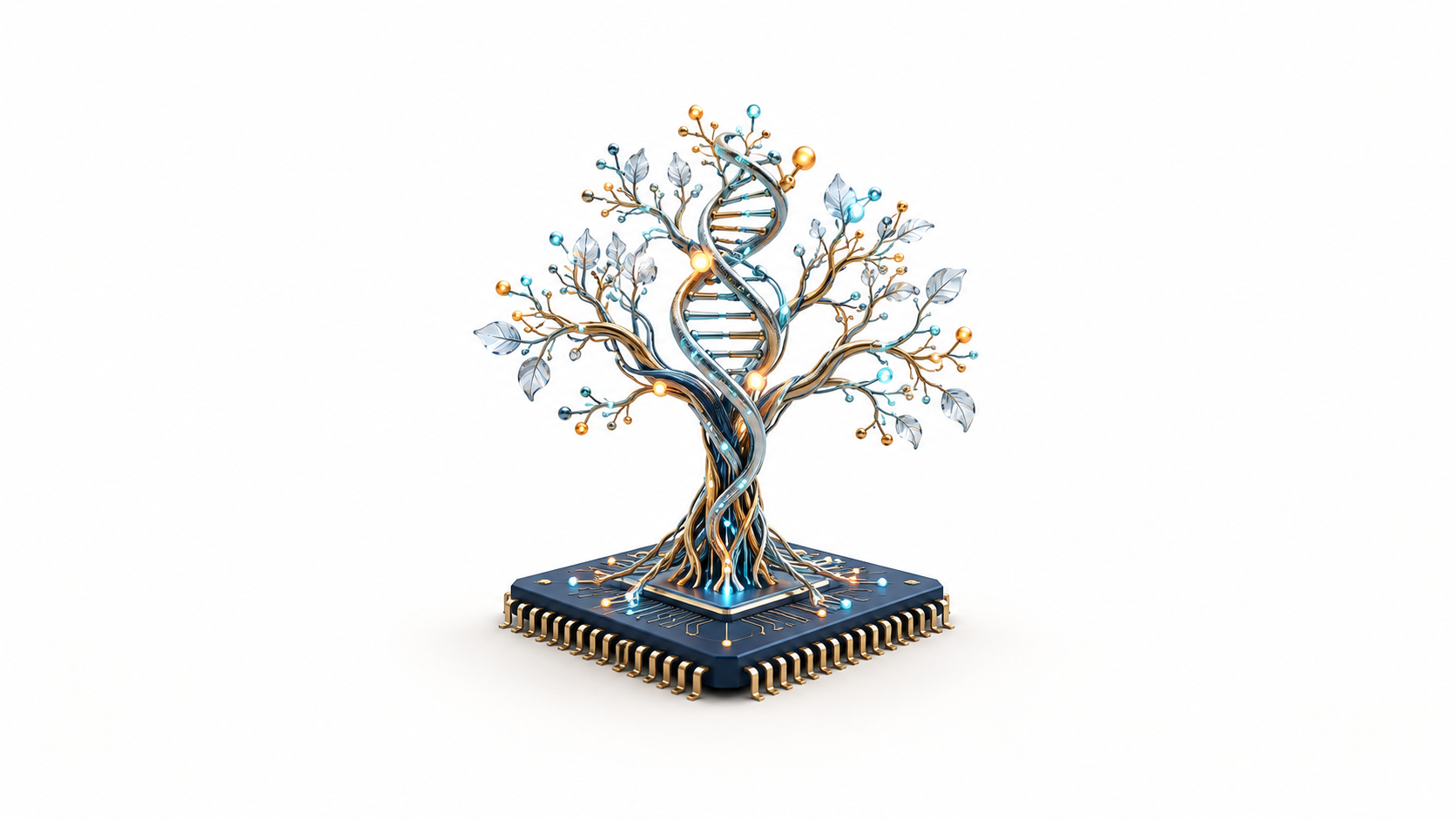 Árbol neuronal con ADN que crece desde un microchip